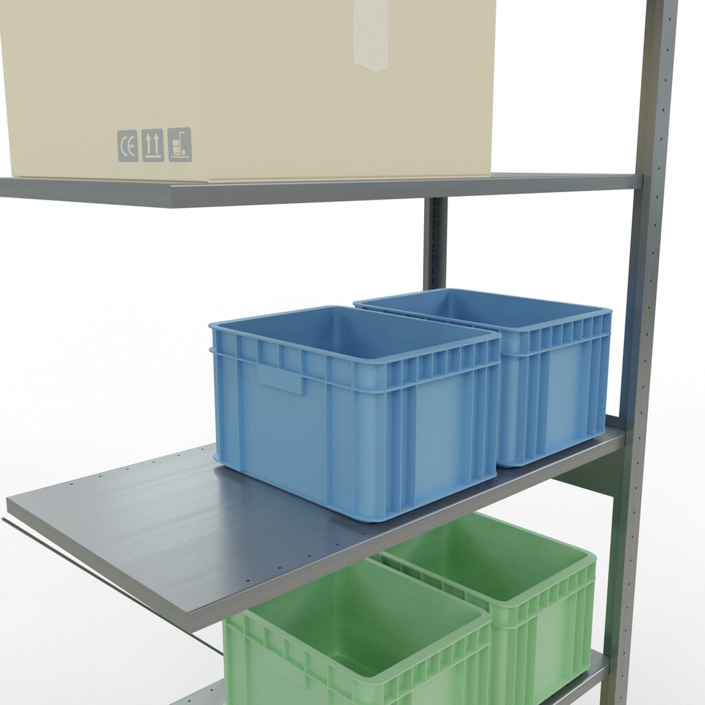 Rayonnage à tablettes SCHULTE, système enfichable, travée auxiliaire, CT 150 kg, galvanisé, H x l x P 2 500 x 1 000 x 500 mm N° de l'image du produit 4 : Rayonnage à tablettes SCHULTE, système enfichable, travée auxiliaire, CT 150 kg, galvanisé, H x l x P 2 500 x 1 000 x 500 mm