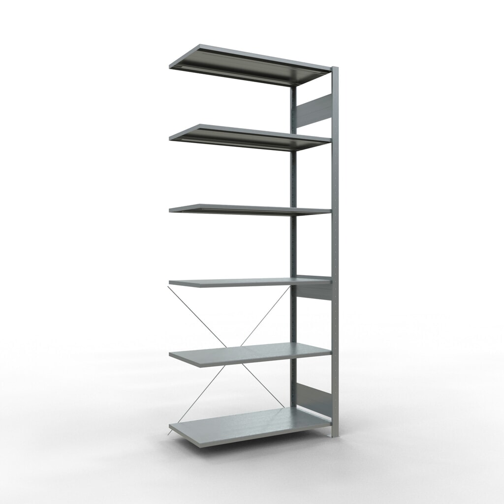 Illustration du produit: Rayonnage à tablettes SCHULTE, système enfichable, travée auxiliaire, CT 150 kg, galvanisé, H x l x P 2 500 x 1 000 x 500 mm