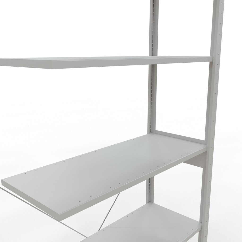 Rayonnage à tablettes SCHULTE, travée auxiliaire, charge par tablette 150 kg, gris clair, HxlxP 2500 x 1000 x 400 mm N° de l'image du produit 5 : Rayonnage à tablettes SCHULTE, travée auxiliaire, charge par tablette 150 kg, gris clair, HxlxP 2500 x 1000 x 400 mm
