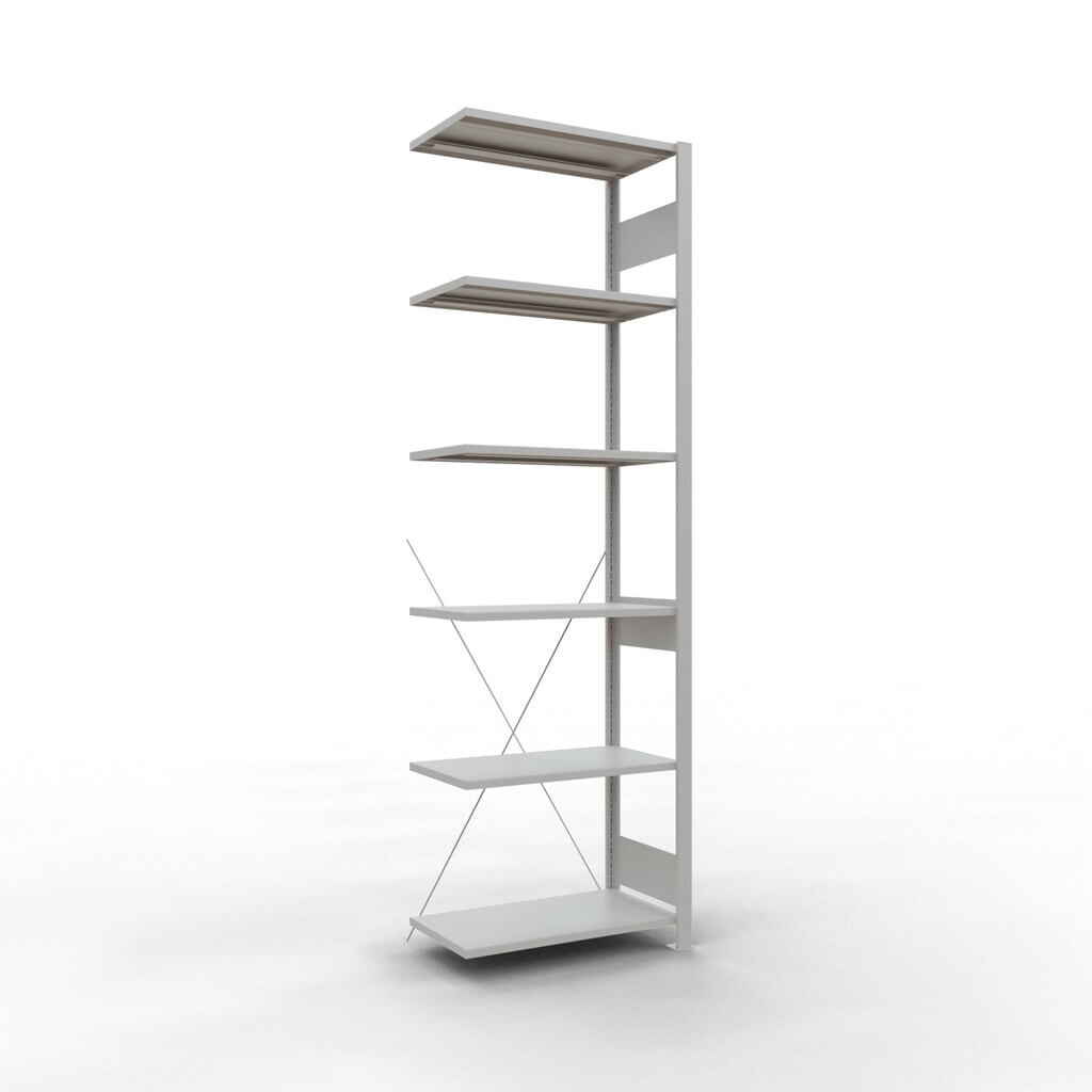 Rayonnage à tablettes SCHULTE, travée auxiliaire, charge par tablette 150 kg, gris clair, H x l x P 2 500 x 750 x 400 mm Illustration du produit: Rayonnage à tablettes SCHULTE, travée auxiliaire, charge par tablette 150 kg, gris clair, H x l x P 2 500 x 750 x 400 mm