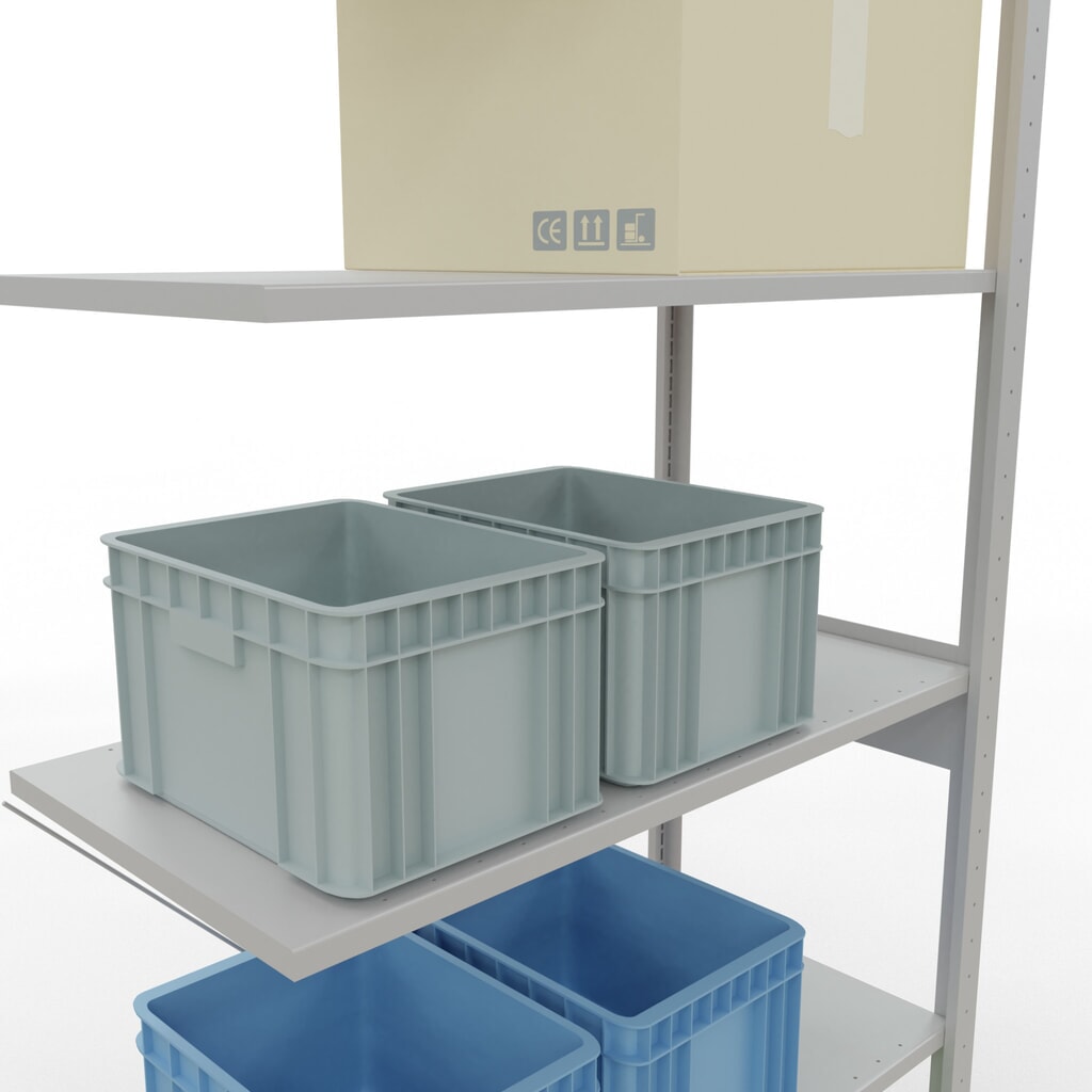N° de l'image du produit 4 : Rayonnage à tablettes SCHULTE, travée auxiliaire, charge par tablette 150 kg, gris clair, HxlxP 2500 x 1000 x 500 mm
