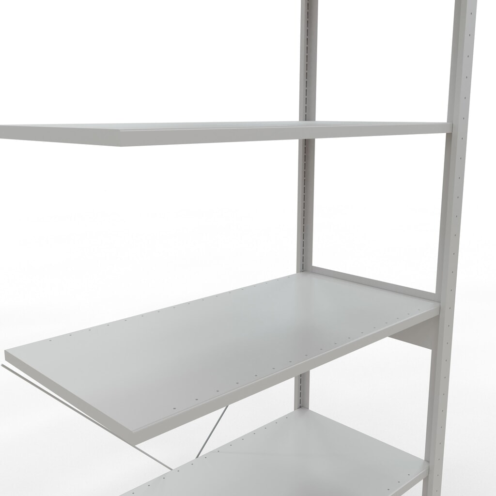 Rayonnage à tablettes SCHULTE, travée auxiliaire, charge par tablette 150 kg, gris clair, HxlxP 2500 x 1000 x 500 mm N° de l'image du produit 5 : Rayonnage à tablettes SCHULTE, travée auxiliaire, charge par tablette 150 kg, gris clair, HxlxP 2500 x 1000 x 500 mm
