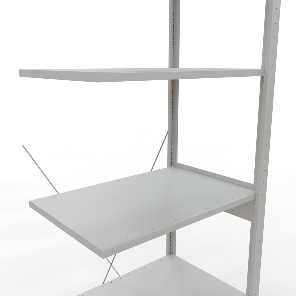 Rayonnage à tablettes SCHULTE, travée auxiliaire, charge par tablette 150 kg, gris clair, HxlxP 2500 x 750 x 500 mm N° de l'image du produit 5 : Rayonnage à tablettes SCHULTE, travée auxiliaire, charge par tablette 150 kg, gris clair, HxlxP 2500 x 750 x 500 mm
