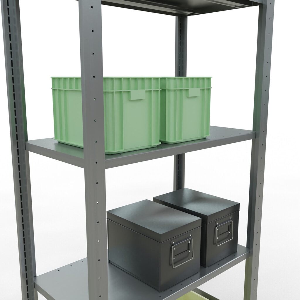 SCHULTE Rayonnage à tablettes galvanisé avec 5 tablettes en tôle d’acier, charge par tablette 150 kg, HxlxP 2 000 x 810 x 436 mm N° de l'image du produit 3 : SCHULTE Rayonnage à tablettes galvanisé avec 5 tablettes en tôle d’acier, charge par tablette 150 kg, HxlxP 2 000 x 810 x 436 mm