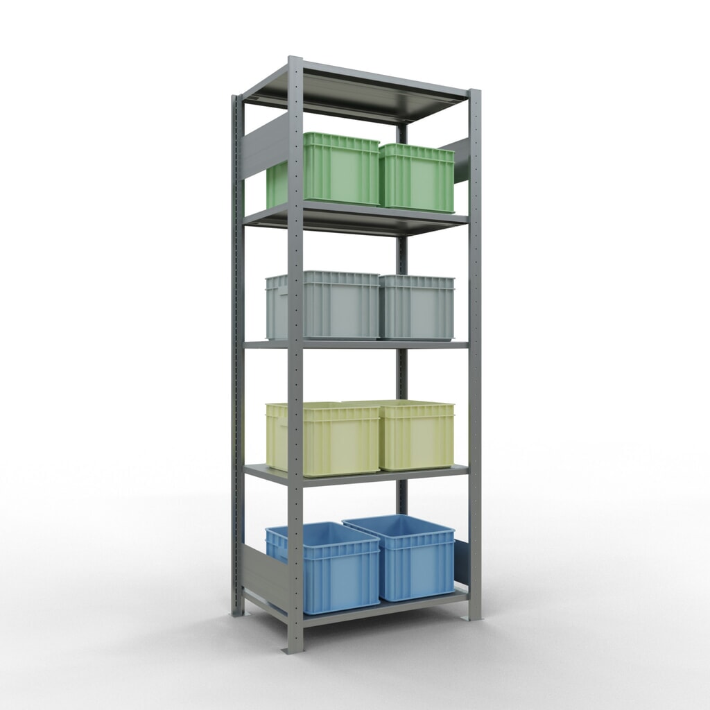 N° de l'image du produit 2 : SCHULTE Rayonnage à tablettes galvanisé avec 5 tablettes en tôle d’acier, charge par tablette 150 kg, HxlxP 2 000 x 810 x 536 mm