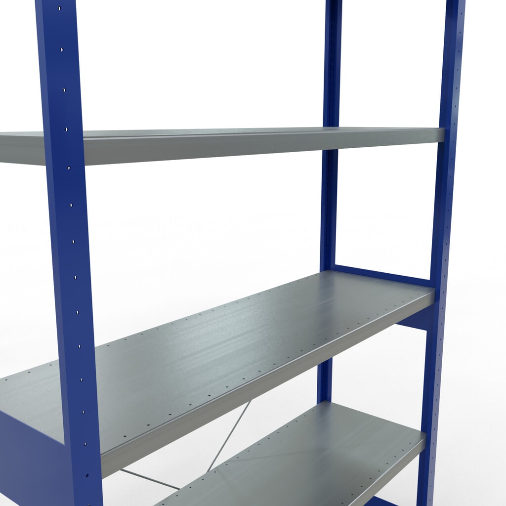 N° de l'image du produit 5 : SCHULTE Rayonnage à tablettes, bleu gentiane / galvanisé, charge par tablette 250 kg, HxlxP 2 500 x 1 360 x 436 mm