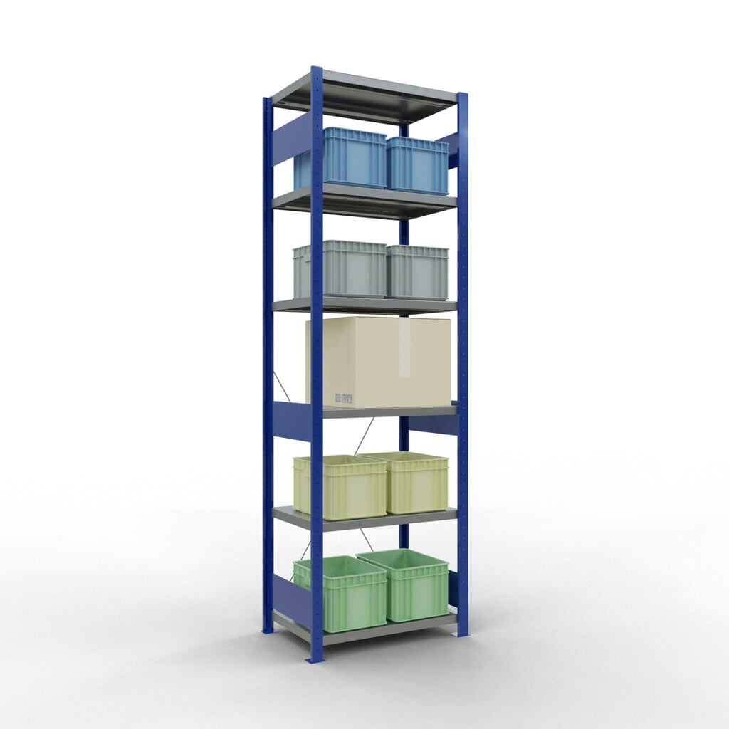 SCHULTE Rayonnage à tablettes, bleu gentiane / galvanisé, charge par tablette 250 kg, HxlxP 2 500 x 810 x 536 mm N° de l'image du produit 3 : SCHULTE Rayonnage à tablettes, bleu gentiane / galvanisé, charge par tablette 250 kg, HxlxP 2 500 x 810 x 536 mm
