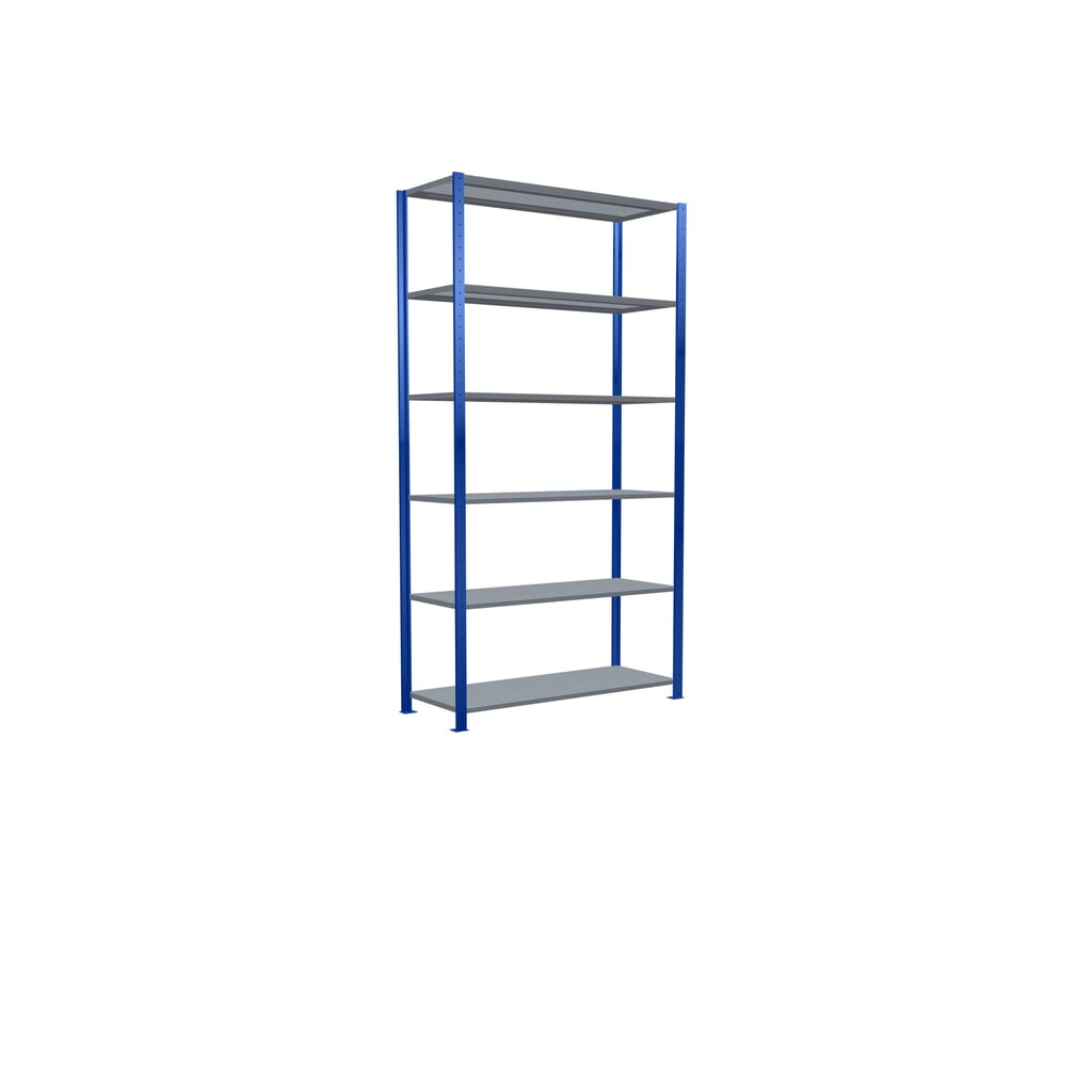 SCHULTE Rayonnage à tablettes, bleu gentiane / galvanisé, charge par tablette 250 kg, HxlxP 2 500 x 1 360 x 536 mm N° de l'image du produit 2 : SCHULTE Rayonnage à tablettes, bleu gentiane / galvanisé, charge par tablette 250 kg, HxlxP 2 500 x 1 360 x 536 mm