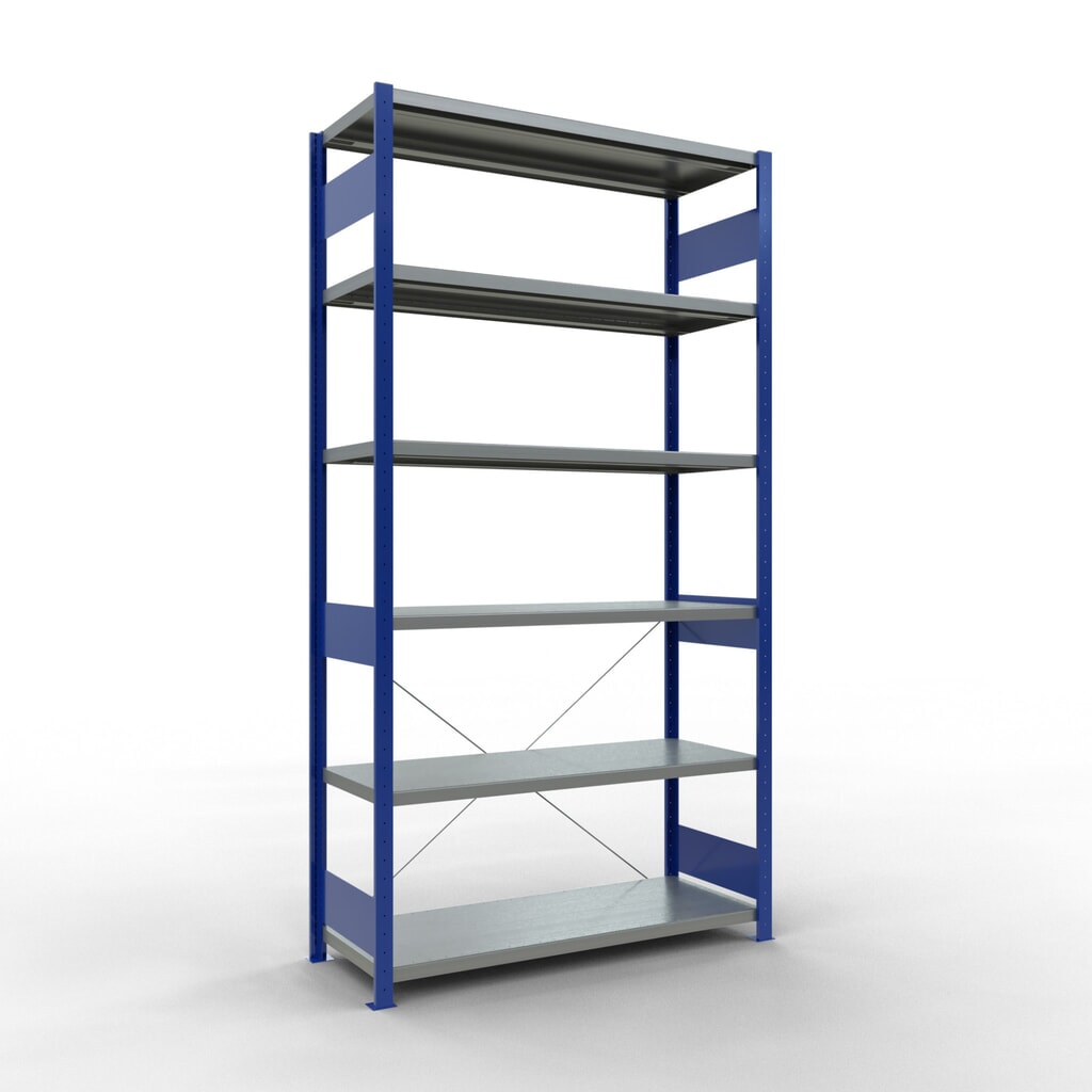 SCHULTE Rayonnage à tablettes, bleu gentiane / galvanisé, charge par tablette 250 kg, HxlxP 2 500 x 1 360 x 536 mm Illustration du produit: SCHULTE Rayonnage à tablettes, bleu gentiane / galvanisé, charge par tablette 250 kg, HxlxP 2 500 x 1 360 x 536 mm