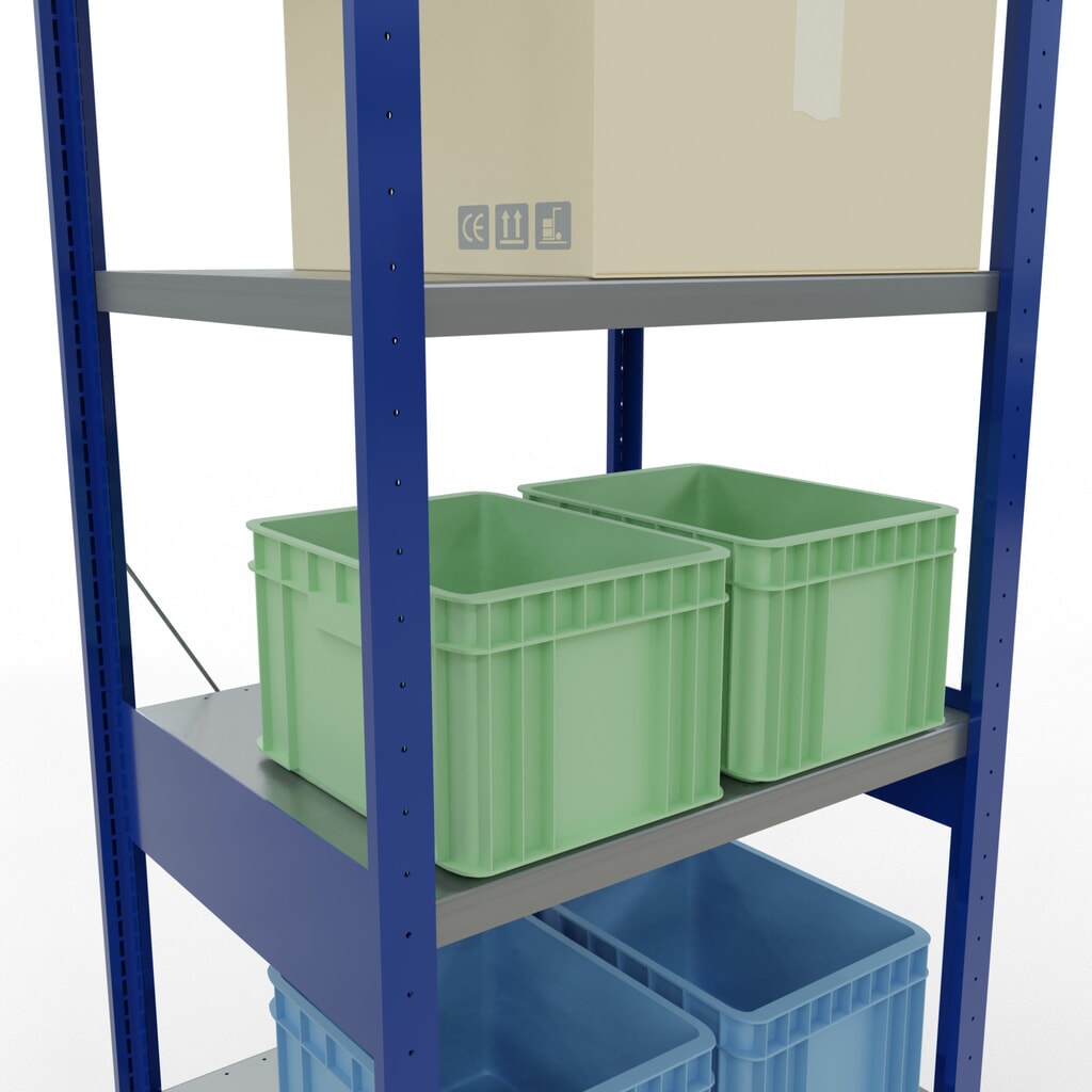 N° de l'image du produit 4 : SCHULTE Rayonnage à tablettes, bleu gentiane / galvanisé, charge par tablette 250 kg, HxlxP 2 500 x 810 x 636 mm