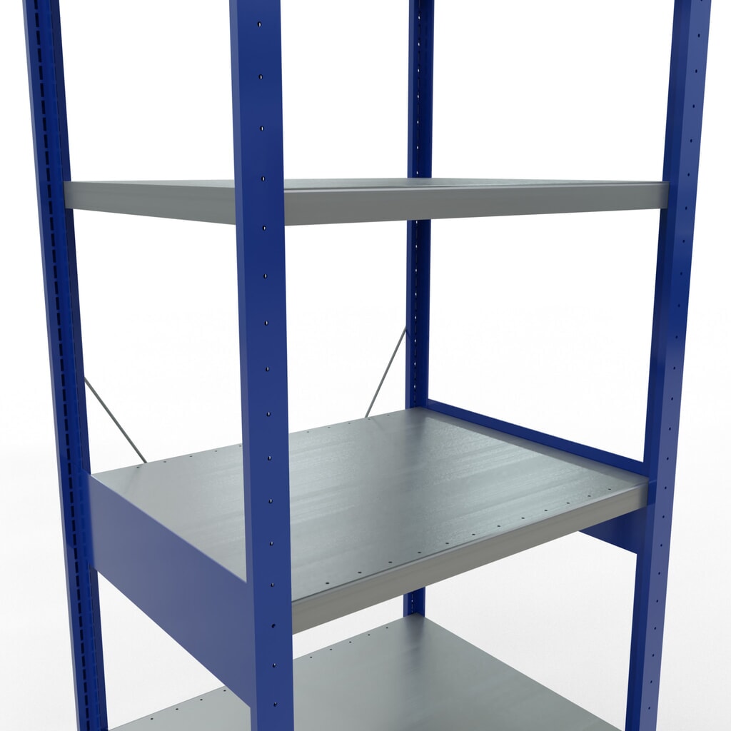 N° de l'image du produit 5 : SCHULTE Rayonnage à tablettes, bleu gentiane / galvanisé, charge par tablette 250 kg, HxlxP 2 500 x 810 x 636 mm