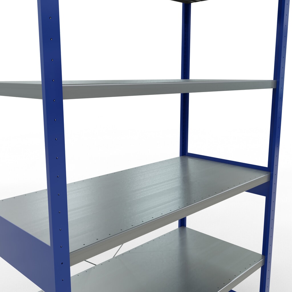 N° de l'image du produit 5 : SCHULTE Rayonnage à tablettes, bleu gentiane / galvanisé, charge par tablette 250 kg, HxlxP 2 500 x 1 360 x 636 mm