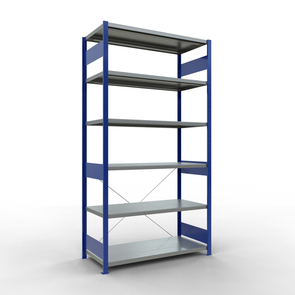 SCHULTE Rayonnage à tablettes, bleu gentiane / galvanisé, charge par tablette 250 kg, HxlxP 2 500 x 1 360 x 636 mm Illustration du produit: SCHULTE Rayonnage à tablettes, bleu gentiane / galvanisé, charge par tablette 250 kg, HxlxP 2 500 x 1 360 x 636 mm