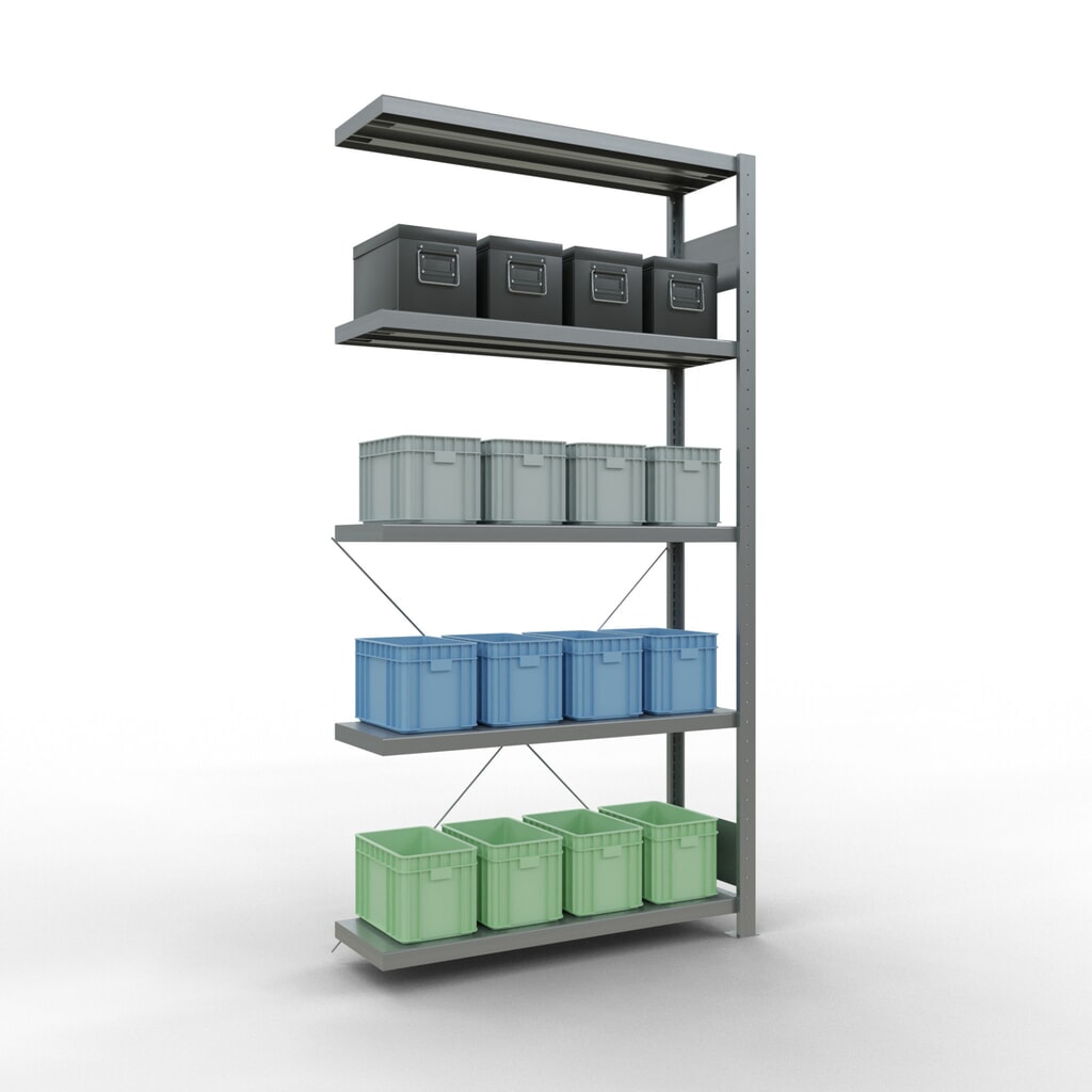 N° de l'image du produit 3 : Rayonnage à tablettes SCHULTE, montage par enfichage, travée auxiliaire, charge par tablette 330 kg, galvanisé, HxlxP 2000 x 1000 x 300 mm
