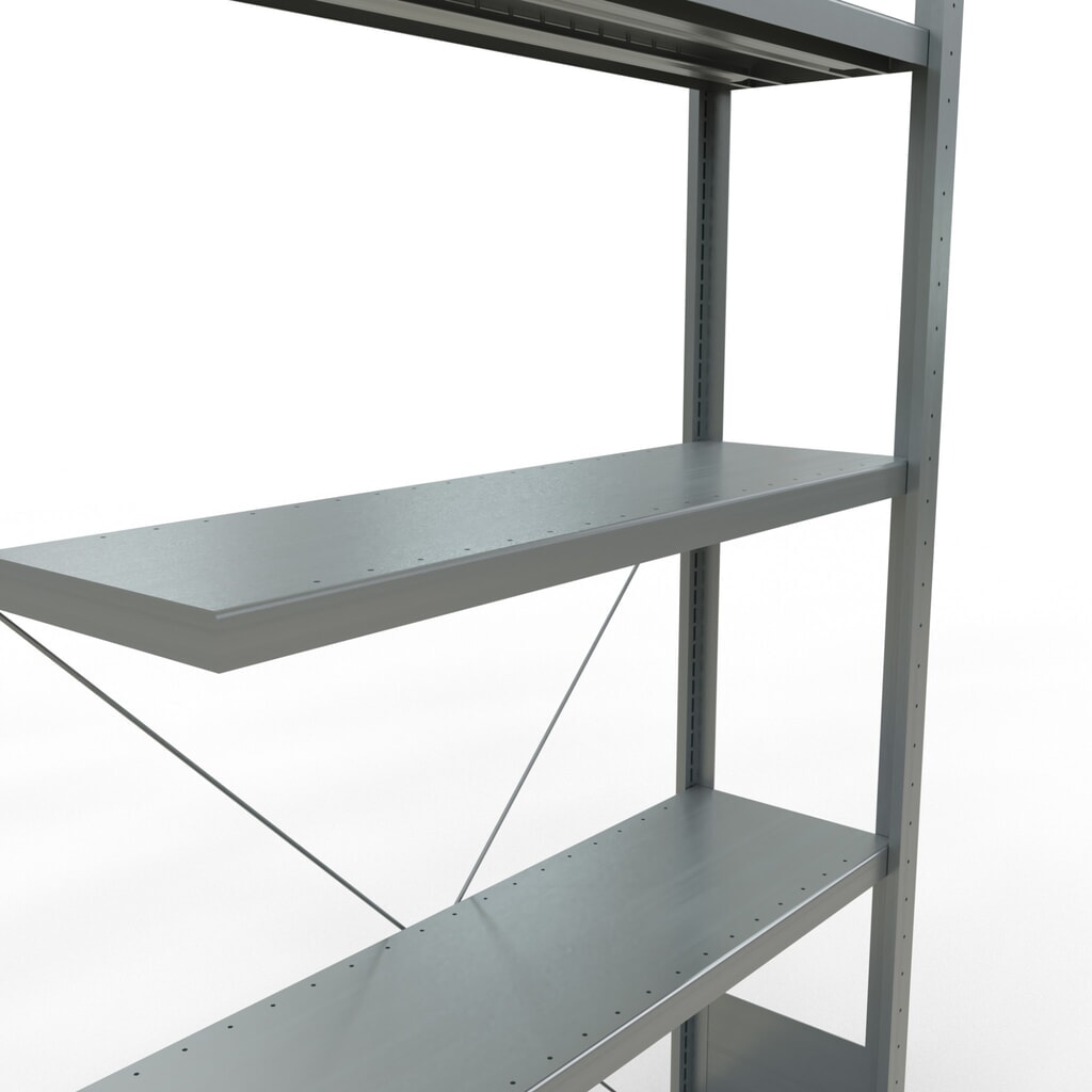 Rayonnage à tablettes SCHULTE, montage par enfichage, travée auxiliaire, charge par tablette 330 kg, galvanisé, HxlxP 2000 x 1000 x 300 mm N° de l'image du produit 5 : Rayonnage à tablettes SCHULTE, montage par enfichage, travée auxiliaire, charge par tablette 330 kg, galvanisé, HxlxP 2000 x 1000 x 300 mm