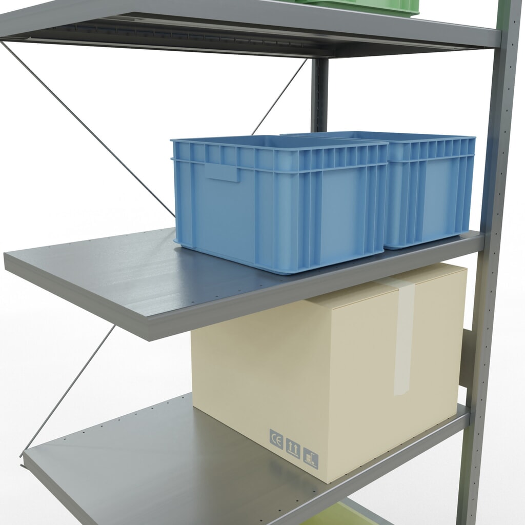 Rayonnage à tablettes SCHULTE, système à emboîter, travée auxiliaire, charge par tablette 330 kg, galvanisé, H x l x P 3 000 x 1 000 x 600 mm N° de l'image du produit 4 : Rayonnage à tablettes SCHULTE, système à emboîter, travée auxiliaire, charge par tablette 330 kg, galvanisé, H x l x P 3 000 x 1 000 x 600 mm