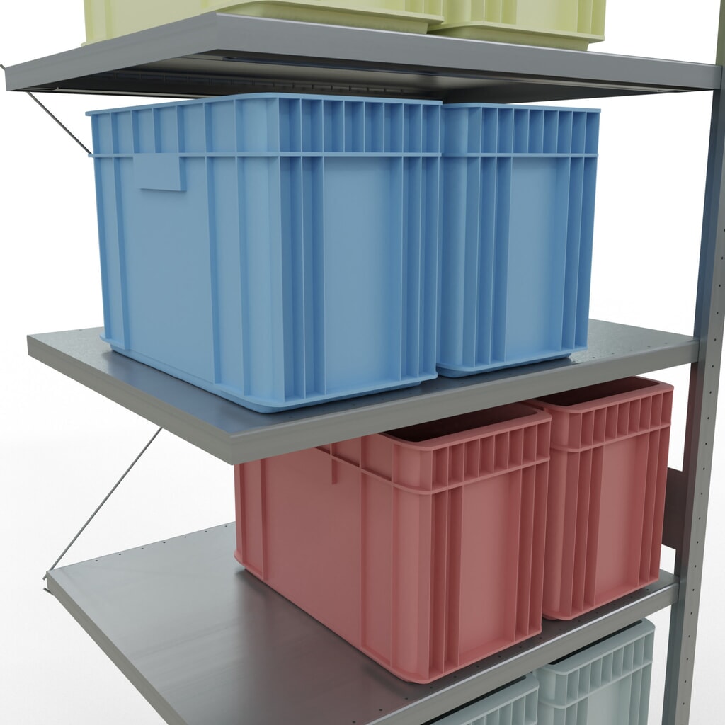 N° de l'image du produit 4 : Rayonnage à tablettes SCHULTE, système à emboîter, travée auxiliaire, charge par tablette 330 kg, galvanisé, HxlxP 3000 x 1000 x 800 mm