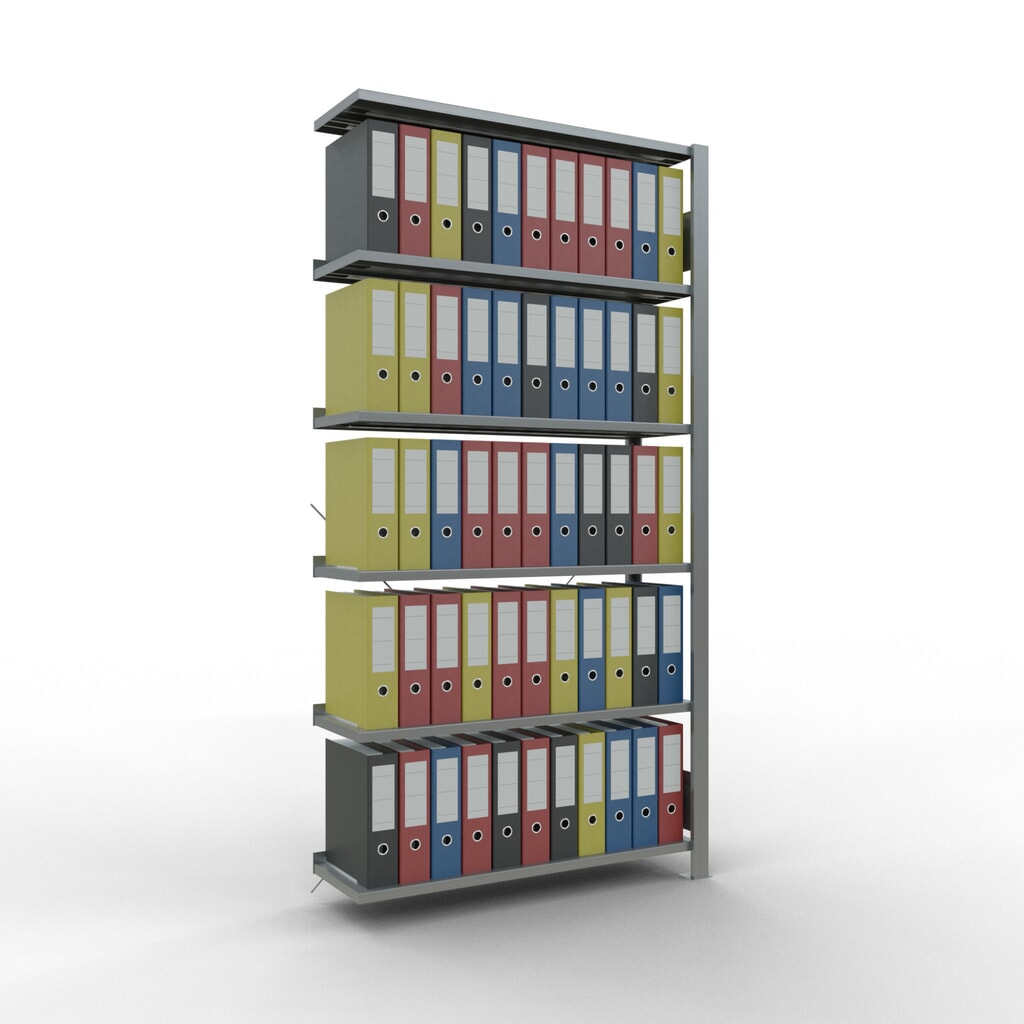 Rayonnage de bureau SCHULTE travée auxiliaire, utilisable d’un seul côté, avec barres de butée, CT 85 kg, HxlxP 2 000 x 1 000 x 300 mm N° de l'image du produit 2 : Rayonnage de bureau SCHULTE travée auxiliaire, utilisable d’un seul côté, avec barres de butée, CT 85 kg, HxlxP 2 000 x 1 000 x 300 mm
