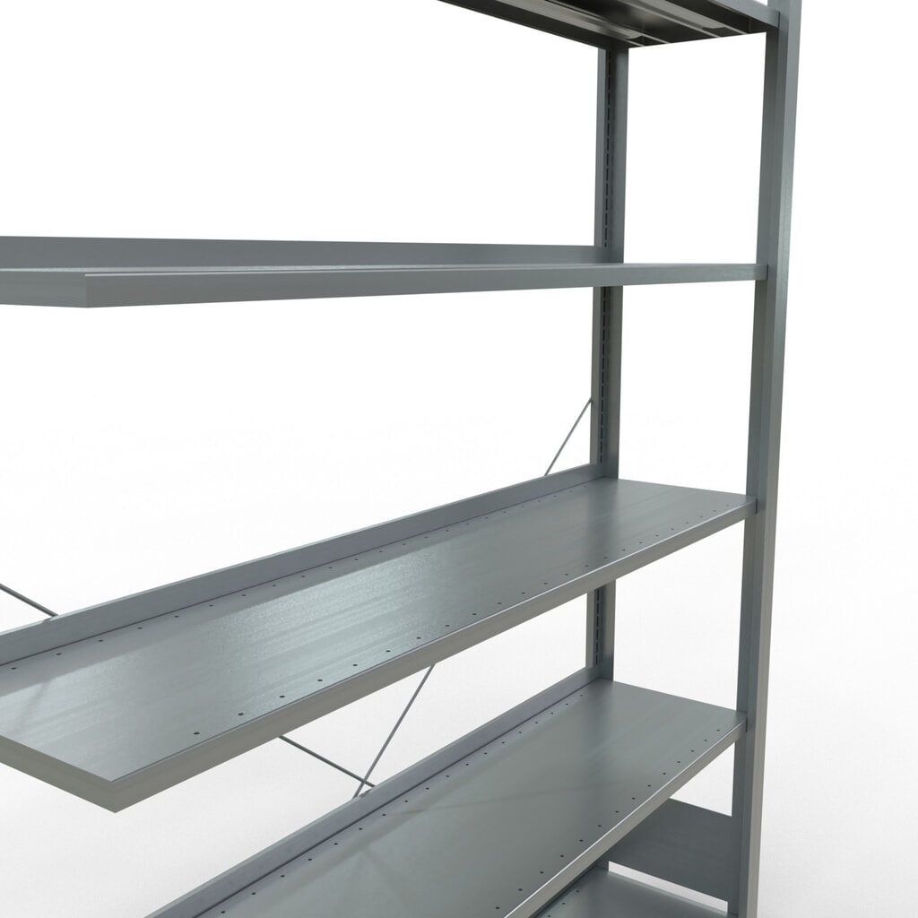 Rayonnage de bureau SCHULTE travée auxiliaire, utilisable d’un seul côté, avec barres de butée, CT 85 kg, HxlxP 2 000 x 1 300 x 300 mm N° de l'image du produit 4 : Rayonnage de bureau SCHULTE travée auxiliaire, utilisable d’un seul côté, avec barres de butée, CT 85 kg, HxlxP 2 000 x 1 300 x 300 mm