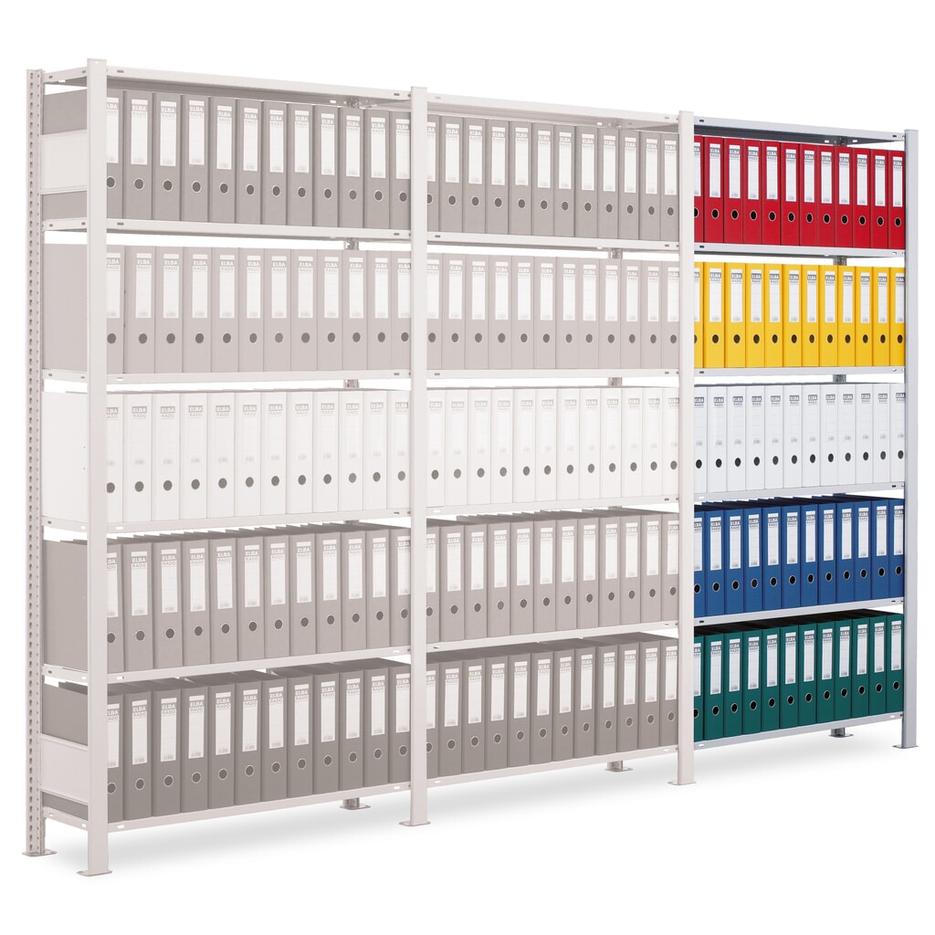 Rayonnage de bureau SCHULTE travée auxiliaire, utilisable d’un seul côté, sans barres de butée, CT 85 kg, HxlxP 2 500 x 1 000 x 300 mm Illustration du produit: Rayonnage de bureau SCHULTE travée auxiliaire, utilisable d’un seul côté, sans barres de butée, CT 85 kg, HxlxP 2 500 x 1 000 x 300 mm