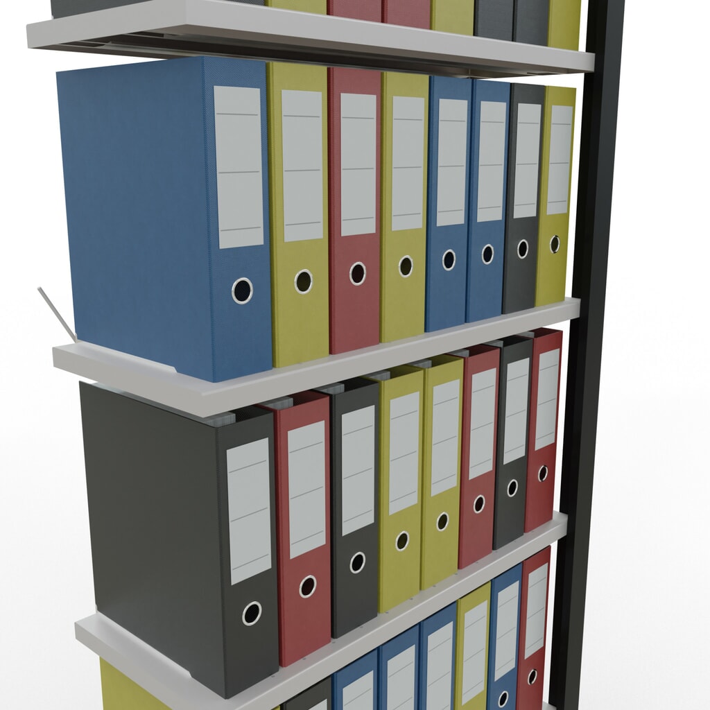 Rayonnage de bureau SCHULTE travée auxiliaire, utilisable d’un seul côté, sans barres de butée, CT 85 kg, noir, HxlxP 2 300 x 750 x 300 mm N° de l'image du produit 3 : Rayonnage de bureau SCHULTE travée auxiliaire, utilisable d’un seul côté, sans barres de butée, CT 85 kg, noir, HxlxP 2 300 x 750 x 300 mm