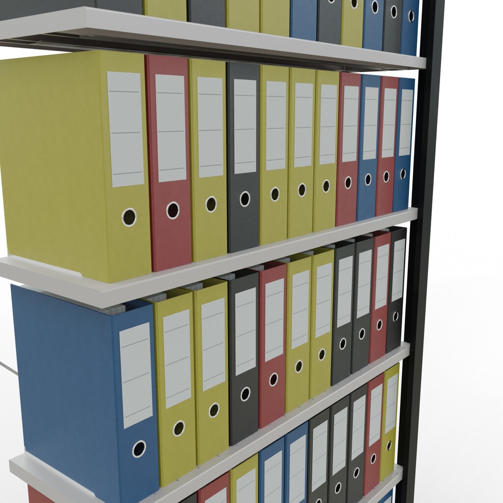 N° de l'image du produit 3 : Rayonnage de bureau SCHULTE travée auxiliaire, utilisable d’un seul côté, sans barres de butée, CT 85 kg, noir, HxlxP 2 300 x 1 000 x 300 mm