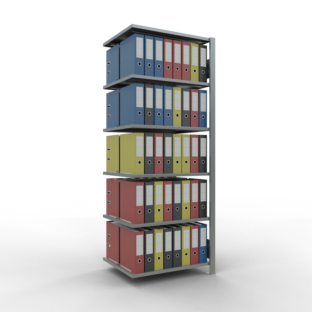 N° de l'image du produit 3 : Rayonnage de bureau SCHULTE travée auxiliaire, utilisable des deux côtés, avec butées centrales, CT 150 kg, HxlxP 2 000 x 750 x 600 mm