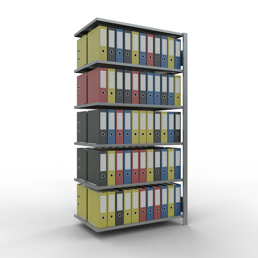 Rayonnage de bureau SCHULTE travée auxiliaire, utilisable des deux côtés, avec butées centrales, CT 150 kg, HxlxP 2 000 x 1 000 x 600 mm N° de l'image du produit 2 : Rayonnage de bureau SCHULTE travée auxiliaire, utilisable des deux côtés, avec butées centrales, CT 150 kg, HxlxP 2 000 x 1 000 x 600 mm