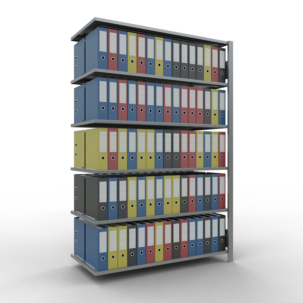 Rayonnage de bureau SCHULTE travée auxiliaire, utilisable des deux côtés, avec butées centrales, CT 150 kg, HxlxP 2 000 x 1 300 x 600 mm N° de l'image du produit 2 : Rayonnage de bureau SCHULTE travée auxiliaire, utilisable des deux côtés, avec butées centrales, CT 150 kg, HxlxP 2 000 x 1 300 x 600 mm