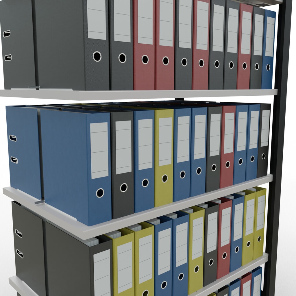 N° de l'image du produit 3 : Rayonnage de bureau SCHULTE travée auxiliaire, utilisable des deux côtés, avec butées centrales, CT 150 kg, noir, HxlxP 2 000 x 1 000 x 600 mm