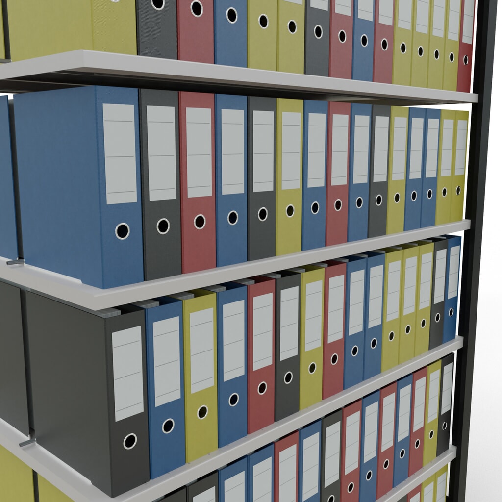 N° de l'image du produit 3 : Rayonnage de bureau SCHULTE travée auxiliaire, utilisable des deux côtés, avec butées centrales, CT 150 kg, noir, HxlxP 2 300 x 1 300 x 600 mm