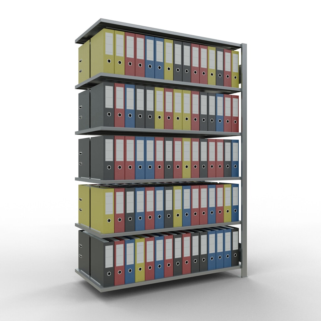 N° de l'image du produit 2 : Rayonnage de bureau SCHULTE travée auxiliaire, utilisable des deux côtés, sans butées centrales, CT 150 kg, HxlxP 2 000 x 1 300 x 600 mm