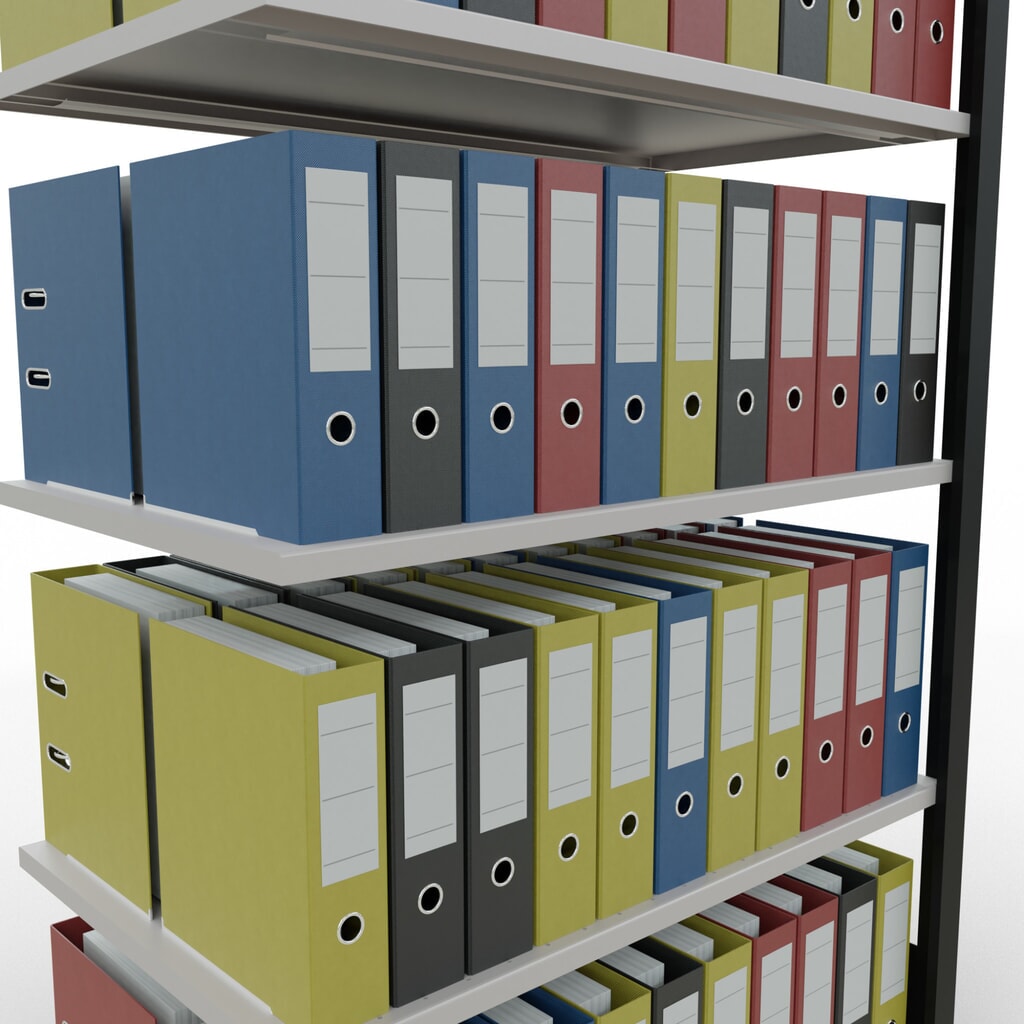 N° de l'image du produit 3 : Rayonnage de bureau SCHULTE travée auxiliaire, utilisable des deux cotés, sans butées centrales, CT 150 kg, noir, HxlxP 1 800 x 1 000 x 600 mm