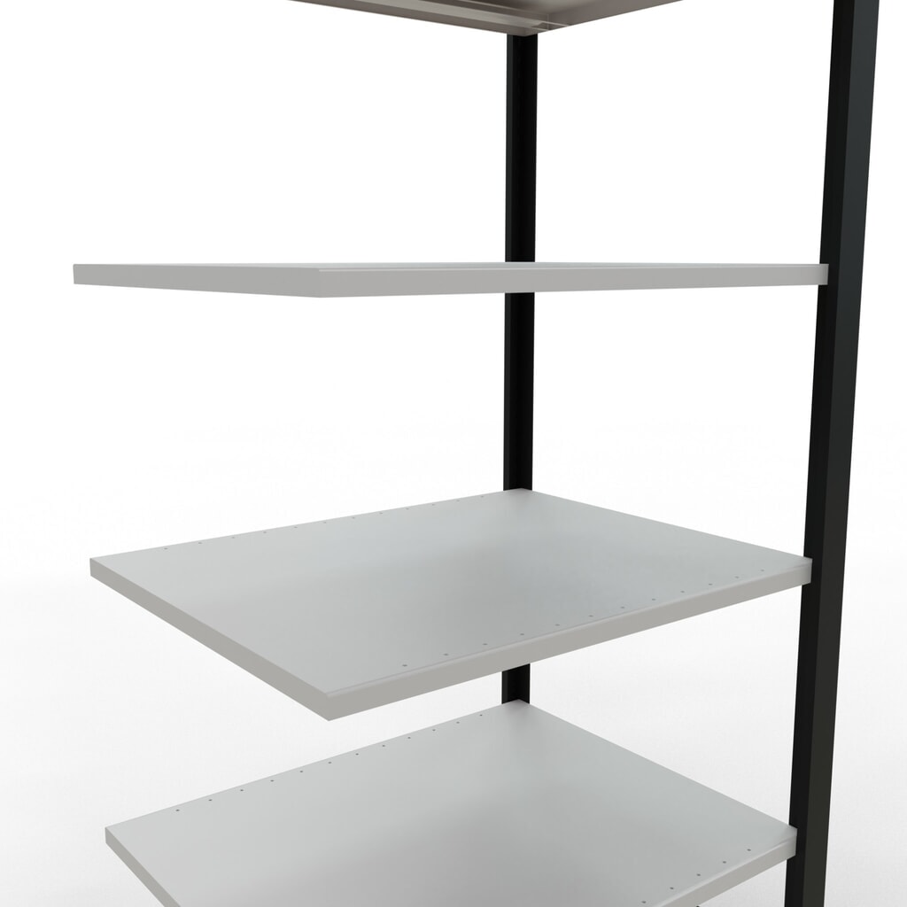 N° de l'image du produit 4 : Rayonnage de bureau SCHULTE travée auxiliaire, utilisable des deux côtés, sans butées centrales, CT 150 kg, noir, HxlxP 2 000 x 750 x 600 mm