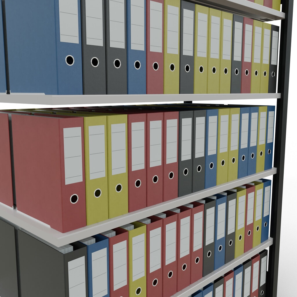 N° de l'image du produit 3 : Rayonnage de bureau SCHULTE travée auxiliaire, utilisable des deux côtés, sans butées centrales, CT 150 kg, noir, HxlxP 2 000 x 1 300 x 600 mm