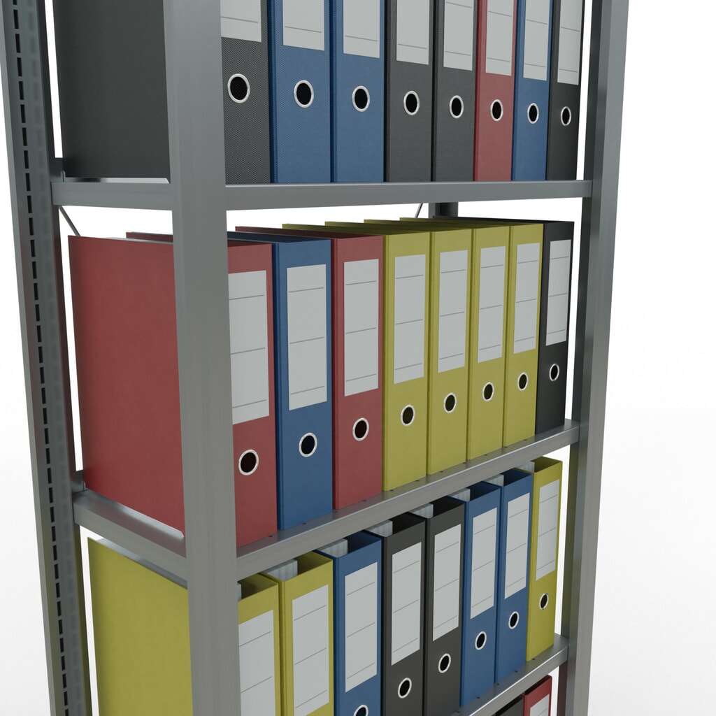Rayonnage de bureau SCHULTE travée de base, utilisable d’un seul côté, avec barres de butée, CT 85 kg, HxlxP 2 000 x 750 x 300 mm N° de l'image du produit 4 : Rayonnage de bureau SCHULTE travée de base, utilisable d’un seul côté, avec barres de butée, CT 85 kg, HxlxP 2 000 x 750 x 300 mm