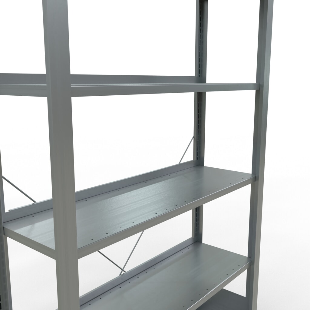 Rayonnage de bureau SCHULTE travée de base, utilisable d’un seul côté, avec barres de butée, CT 85 kg, HxlxP 2 000 x 1 000 x 300 mm N° de l'image du produit 4 : Rayonnage de bureau SCHULTE travée de base, utilisable d’un seul côté, avec barres de butée, CT 85 kg, HxlxP 2 000 x 1 000 x 300 mm