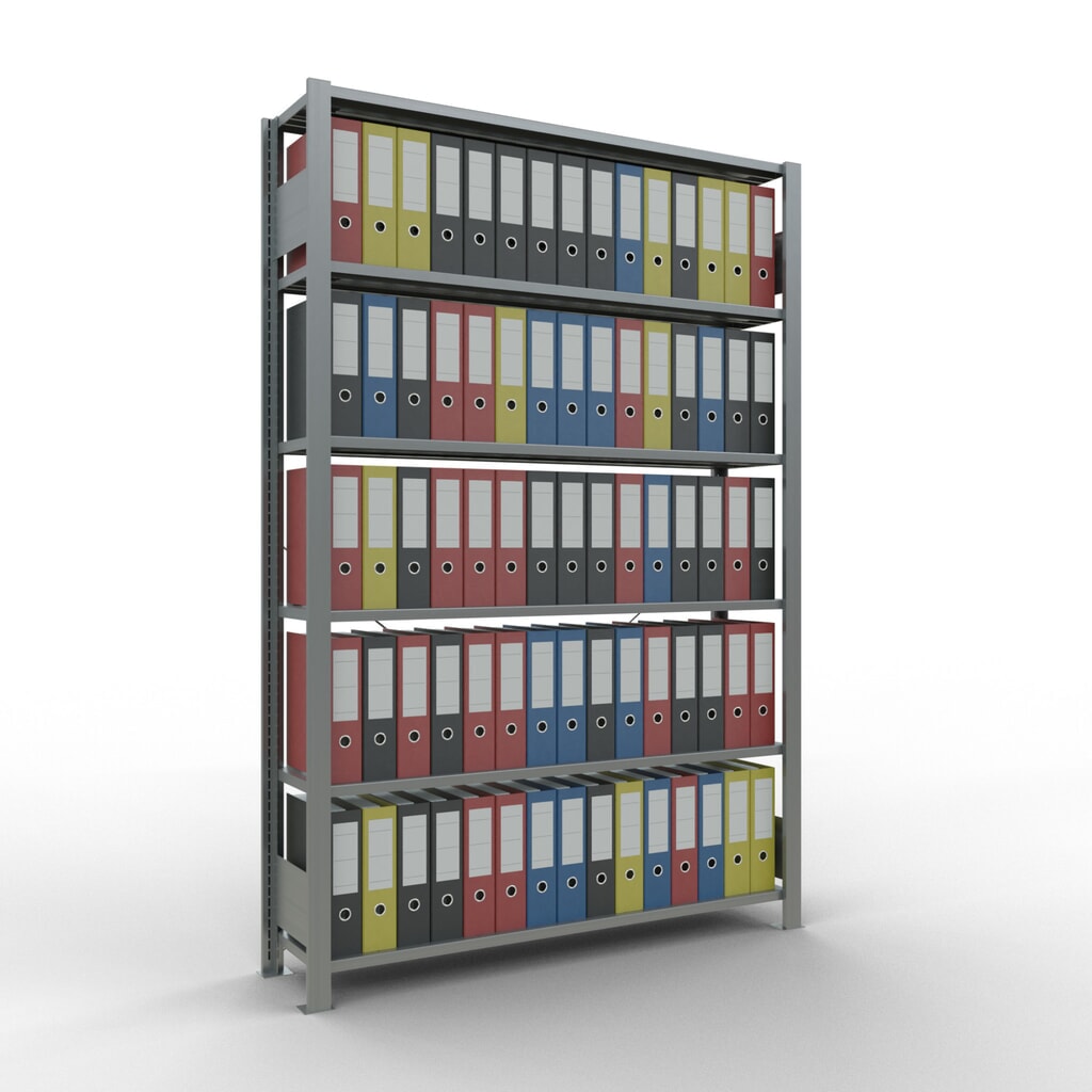 Rayonnage de bureau SCHULTE travée de base, utilisable d’un seul côté, sans barres de butée, CT 85 kg, HxlxP 2 000 x 1 300 x 300 mm N° de l'image du produit 2 : Rayonnage de bureau SCHULTE travée de base, utilisable d’un seul côté, sans barres de butée, CT 85 kg, HxlxP 2 000 x 1 300 x 300 mm