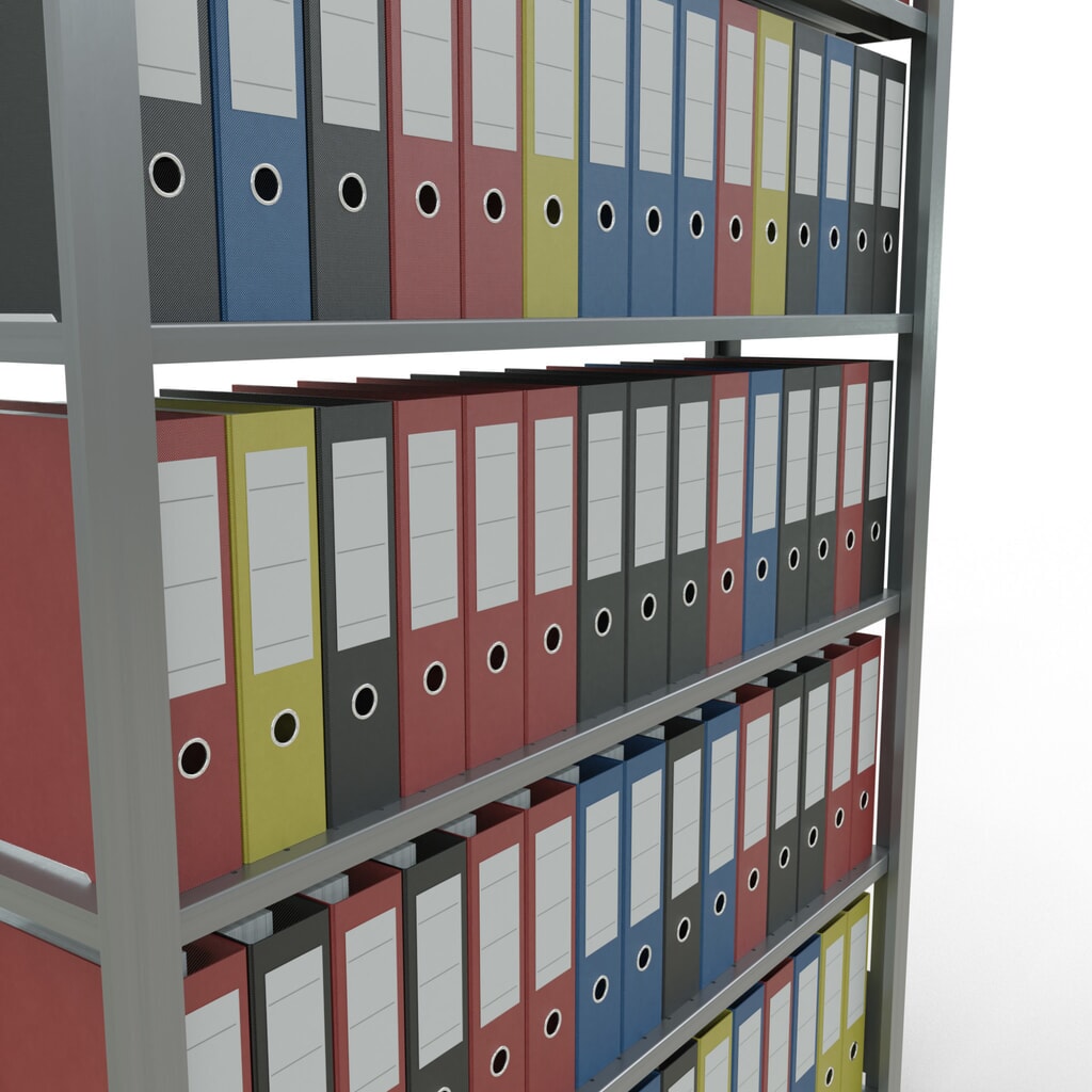 N° de l'image du produit 3 : Rayonnage de bureau SCHULTE travée de base, utilisable d’un seul côté, sans barres de butée, CT 85 kg, HxlxP 2 000 x 1 300 x 300 mm