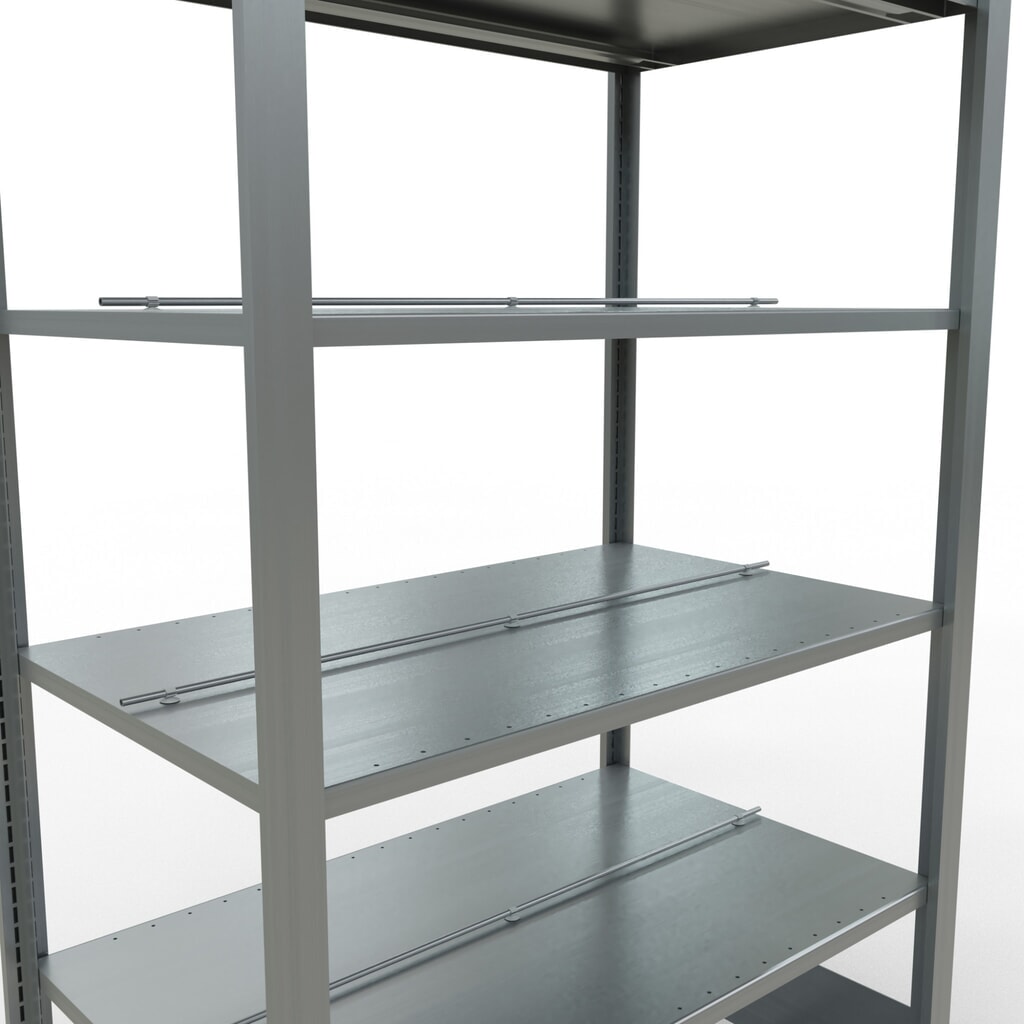 Rayonnage de bureau SCHULTE travée de base, utilisable des deux côtés, avec butées centrales, CT 150 kg, HxlxP 2 000 x 1 000 x 600 mm N° de l'image du produit 4 : Rayonnage de bureau SCHULTE travée de base, utilisable des deux côtés, avec butées centrales, CT 150 kg, HxlxP 2 000 x 1 000 x 600 mm