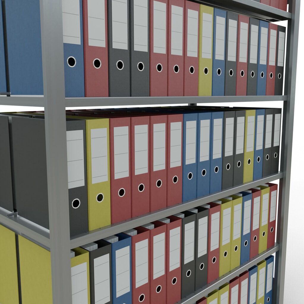 Rayonnage de bureau SCHULTE travée de base, utilisable des deux côtés, avec butées centrales, CT 150 kg, HxlxP 2 000 x 1 300 x 600 mm N° de l'image du produit 3 : Rayonnage de bureau SCHULTE travée de base, utilisable des deux côtés, avec butées centrales, CT 150 kg, HxlxP 2 000 x 1 300 x 600 mm