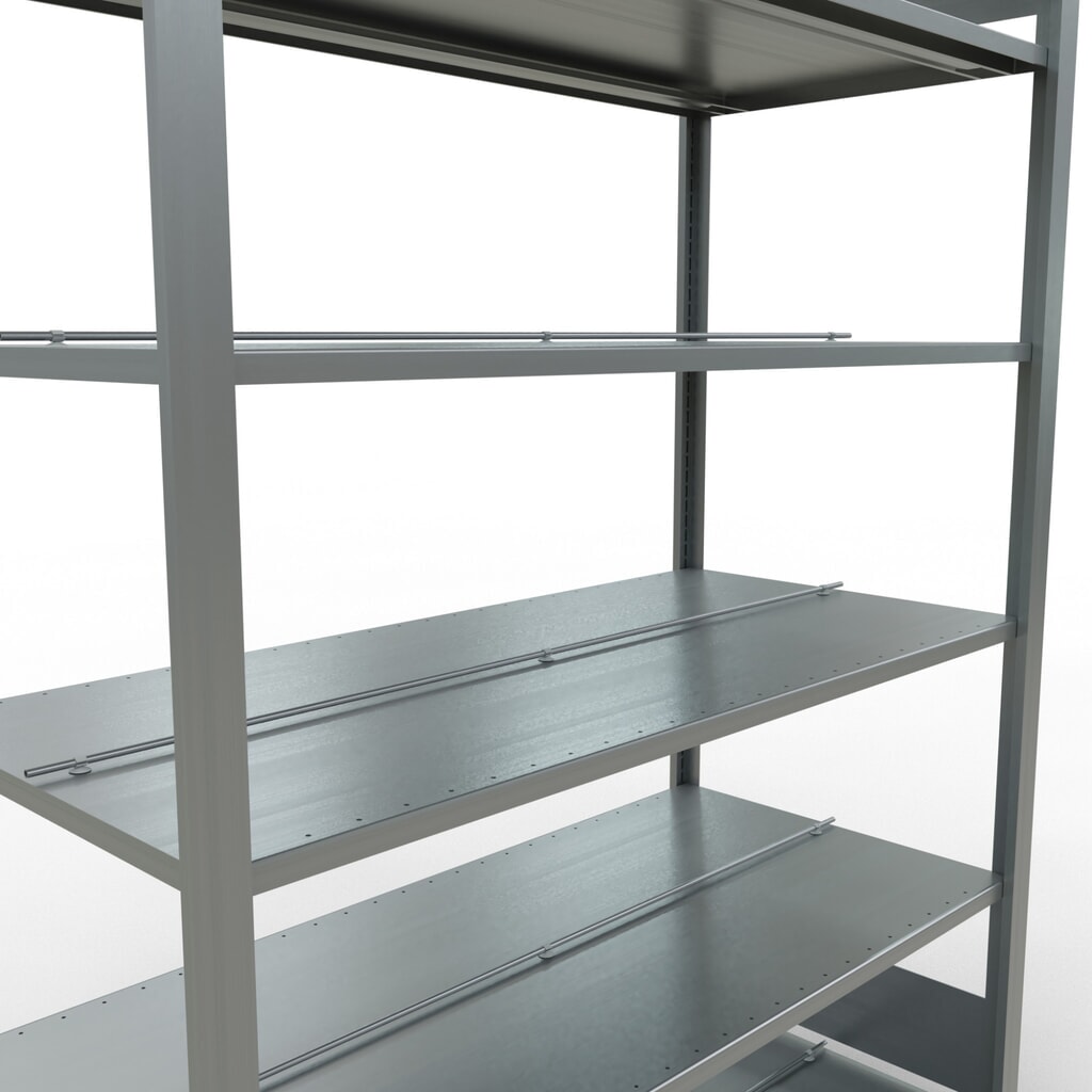 N° de l'image du produit 4 : Rayonnage de bureau SCHULTE travée de base, utilisable des deux côtés, avec butées centrales, CT 150 kg, HxlxP 2 000 x 1 300 x 600 mm