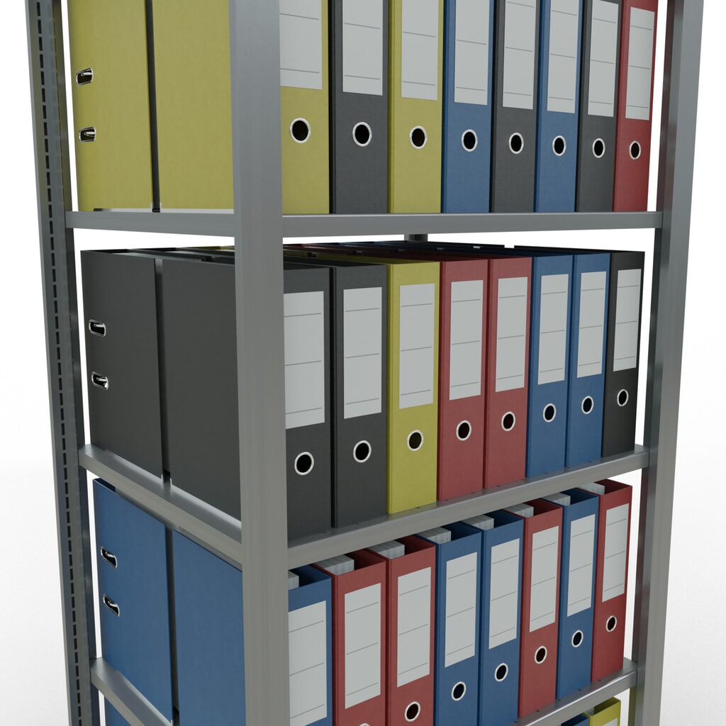 Rayonnage de bureau SCHULTE travée de base, utilisable des deux côtés, sans butées centrales, CT 150 kg, HxlxP 2 000 x 750 x 600 mm N° de l'image du produit 3 : Rayonnage de bureau SCHULTE travée de base, utilisable des deux côtés, sans butées centrales, CT 150 kg, HxlxP 2 000 x 750 x 600 mm