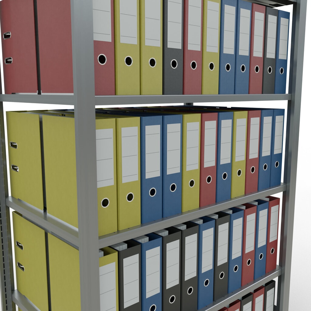 Rayonnage de bureau SCHULTE travée de base, utilisable des deux côtés, sans butées centrales, CT 150 kg, HxlxP 2 000 x 1 000 x 600 mm N° de l'image du produit 4 : Rayonnage de bureau SCHULTE travée de base, utilisable des deux côtés, sans butées centrales, CT 150 kg, HxlxP 2 000 x 1 000 x 600 mm