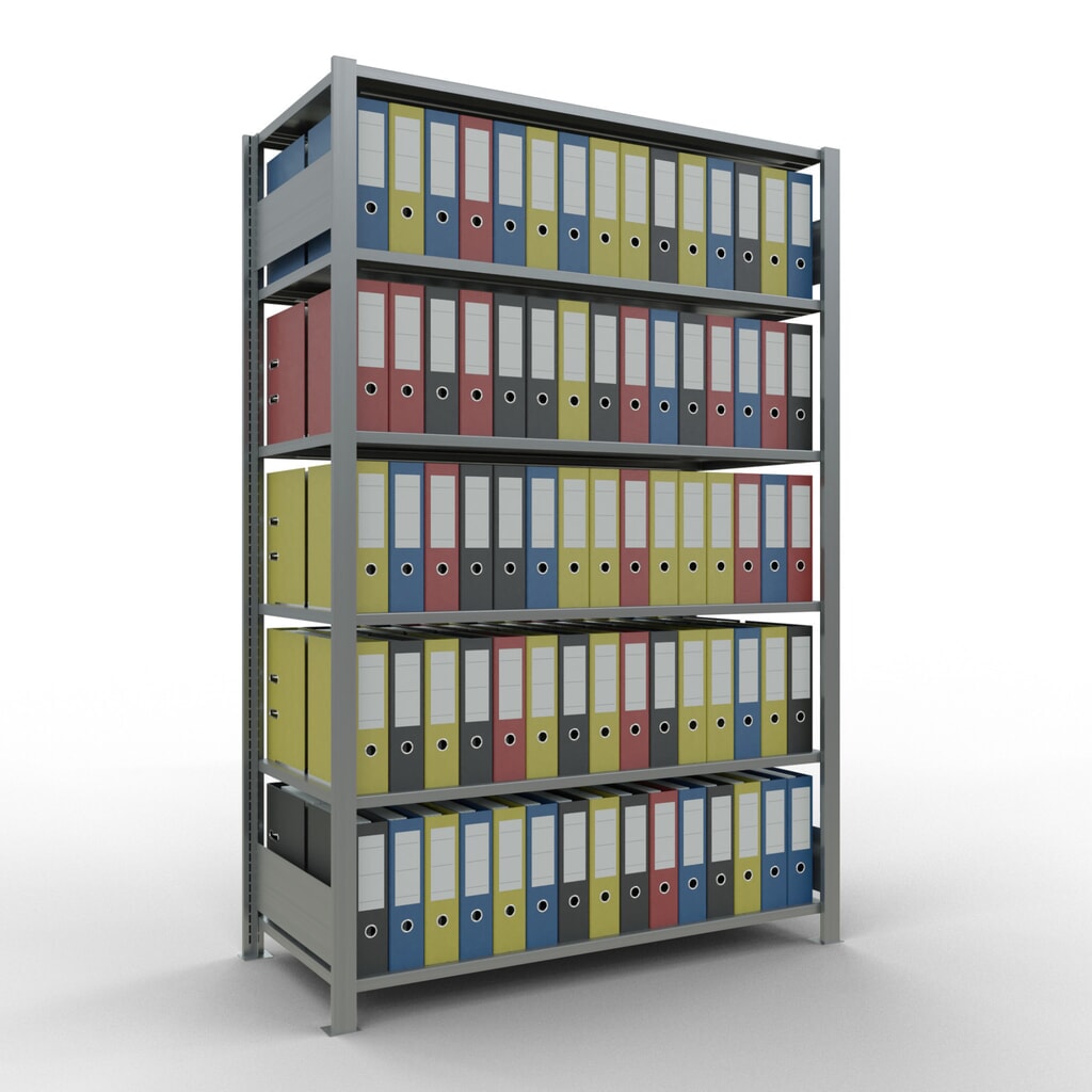 Rayonnage de bureau SCHULTE travée de base, utilisable des deux côtés, sans butées centrales, CT 150 kg, HxlxP 2 000 x 1 300 x 600 mm N° de l'image du produit 2 : Rayonnage de bureau SCHULTE travée de base, utilisable des deux côtés, sans butées centrales, CT 150 kg, HxlxP 2 000 x 1 300 x 600 mm