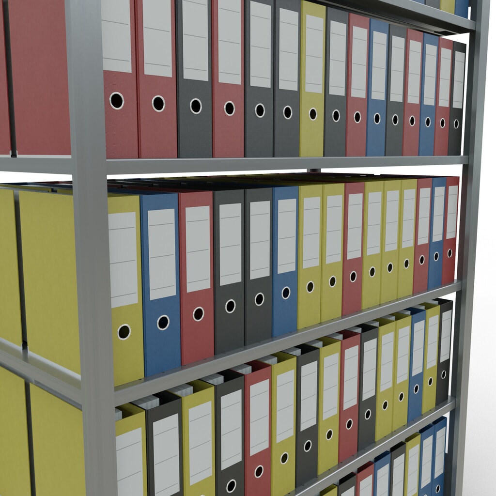 Rayonnage de bureau SCHULTE travée de base, utilisable des deux côtés, sans butées centrales, CT 150 kg, HxlxP 2 000 x 1 300 x 600 mm N° de l'image du produit 3 : Rayonnage de bureau SCHULTE travée de base, utilisable des deux côtés, sans butées centrales, CT 150 kg, HxlxP 2 000 x 1 300 x 600 mm