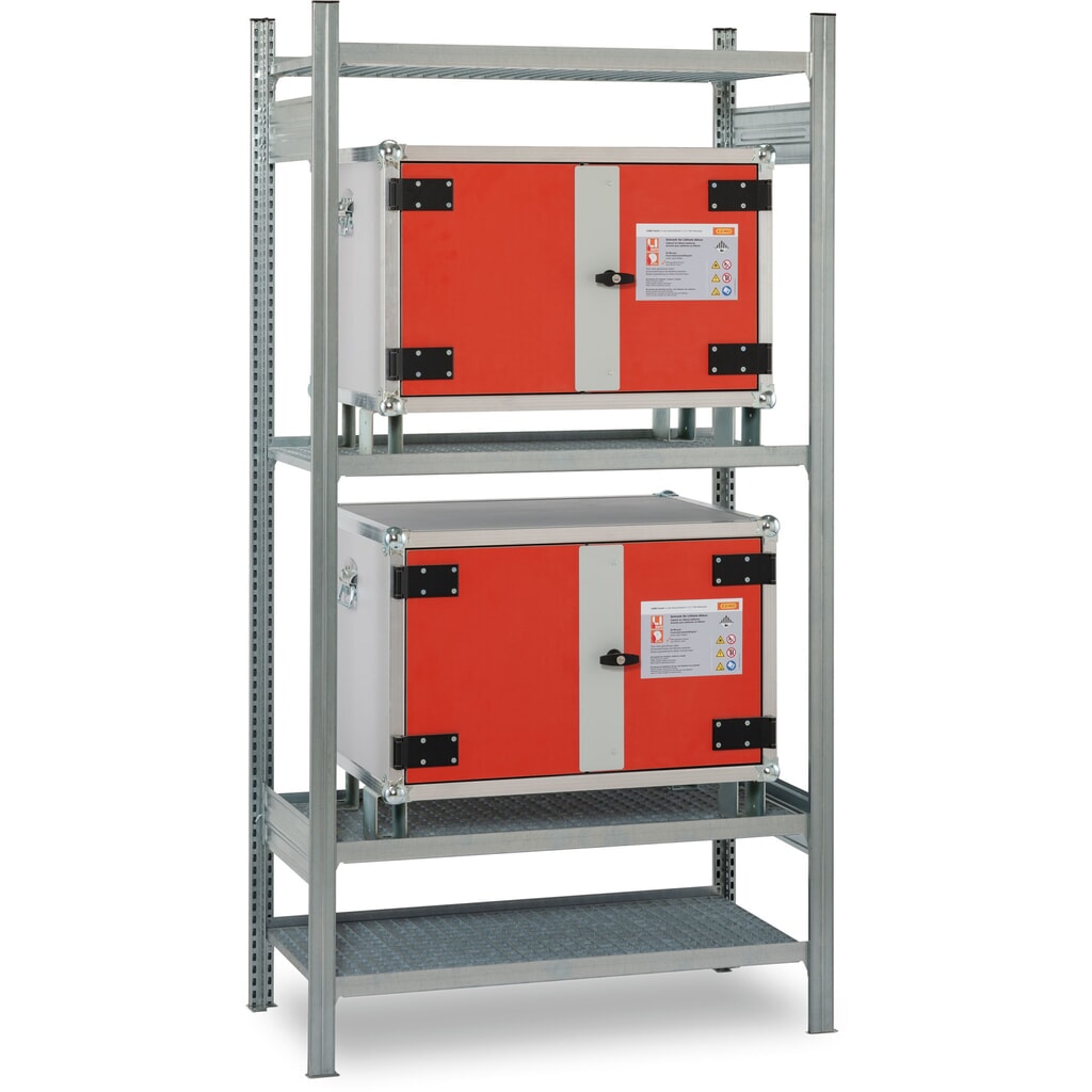 Rayonnage pour armoires à batteries CEMO, avec fixation au mur, pour max. 2 unités N° de l'image du produit 2 : Rayonnage pour armoires à batteries CEMO, avec fixation au mur, pour max. 2 unités