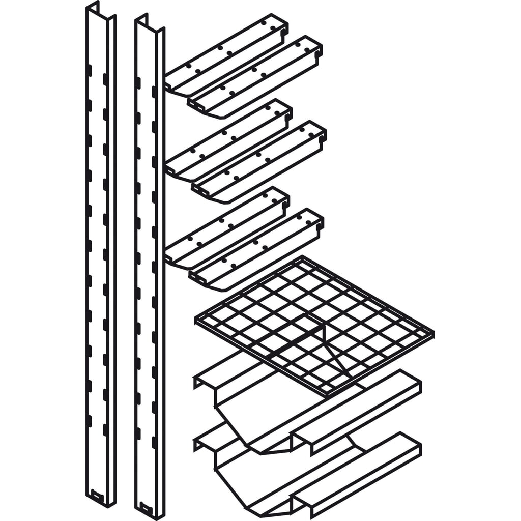N° de l'image du produit 2 : Rayonnage pour fûts / à caillebotis grille, pour petits bidons et 2 fûts de 50/60 l