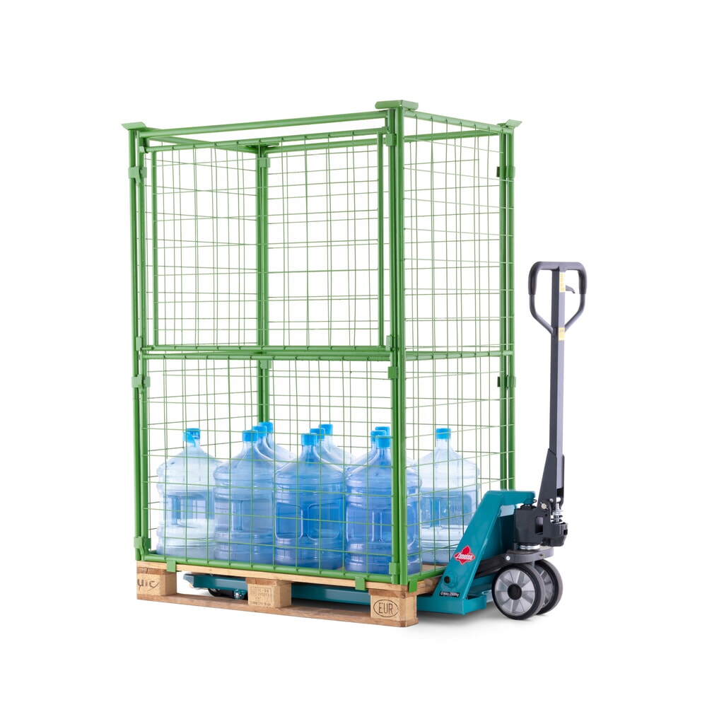 N° de l'image du produit 5 : Rehausse de palette HEMMDAL avec clapet, mailles 100 x 100 mm, H x l x P 1 600 x 1 200 x 800 mm, vert mai
