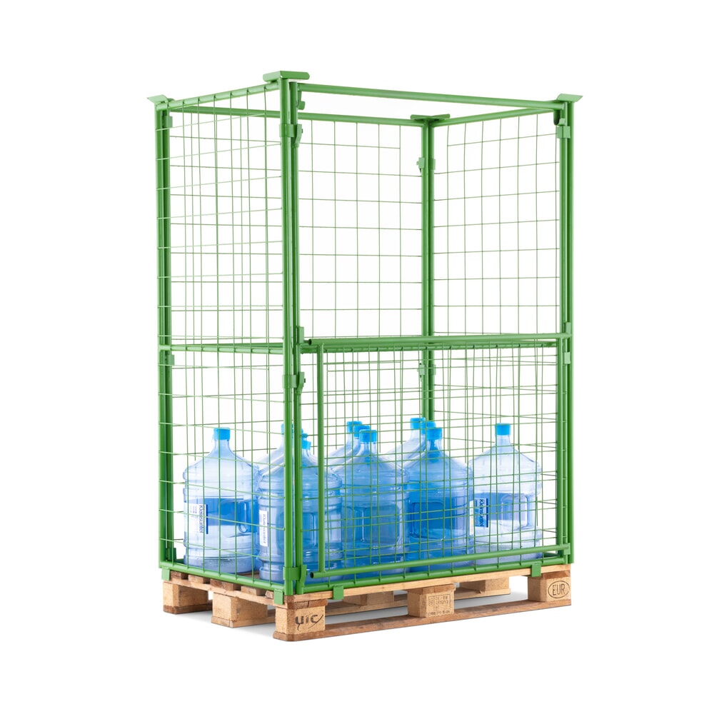 N° de l'image du produit 6 : Rehausse de palette HEMMDAL avec clapet, mailles 100 x 100 mm, H x l x P 1 600 x 1 200 x 800 mm, vert mai
